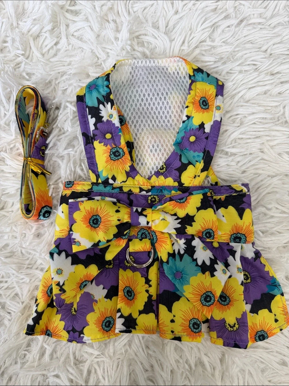 Floral Harness Dress for Small Dogs Adjustable w/Matching Leash!